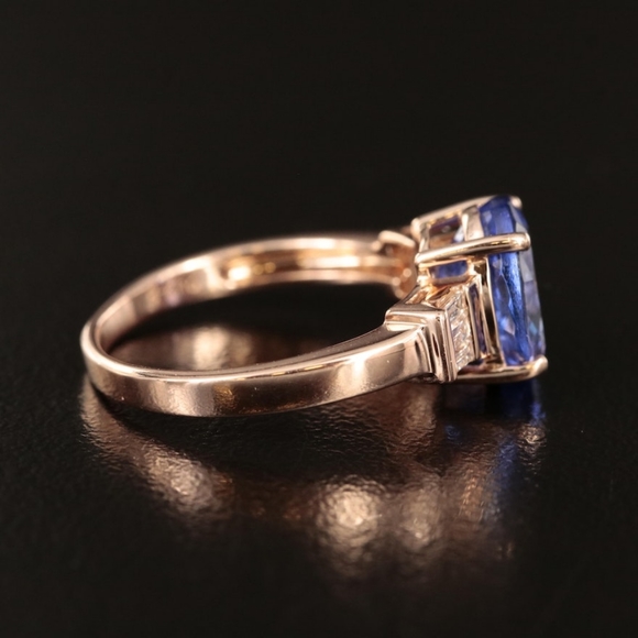 Tanzanite and Diamond 14K Rose Gold Ring - Picture 6 of 8
